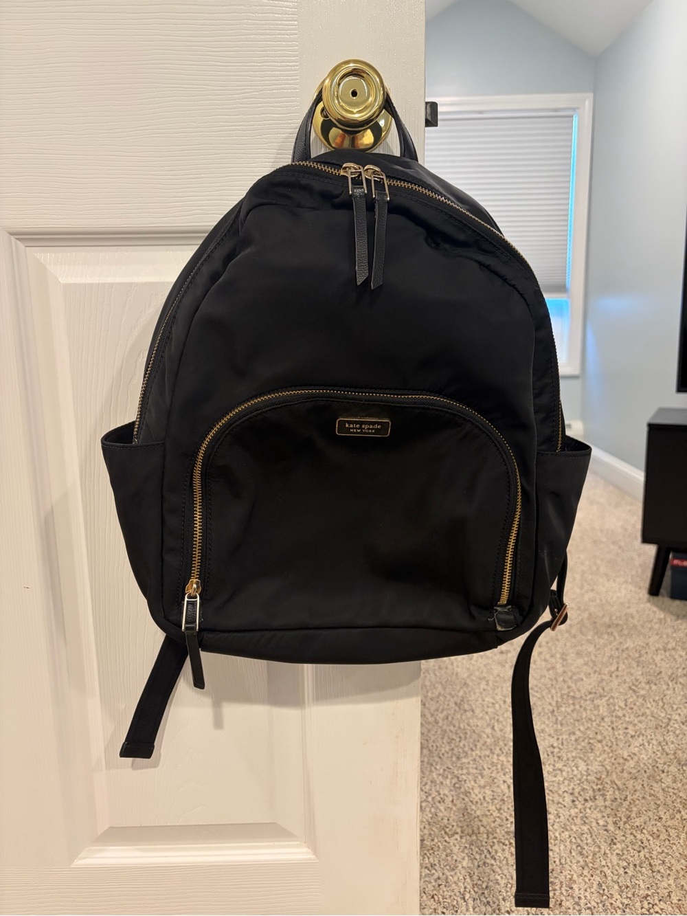 kate spade Black Nylon Backpack with Gold Hardware